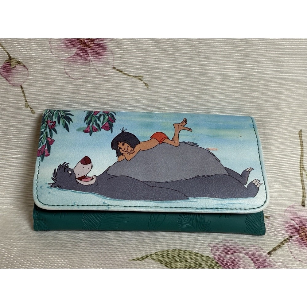 Disney The Jungle Book Mowgli Baloo Wallet Teal Snap Bifold